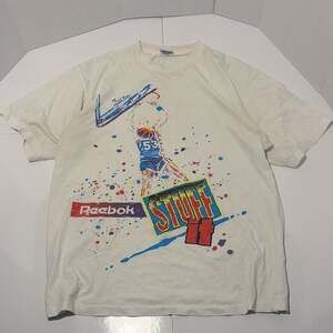 Vintage 90s Reebok Single Stitch Basketball Abstract Graphic T-Shirt